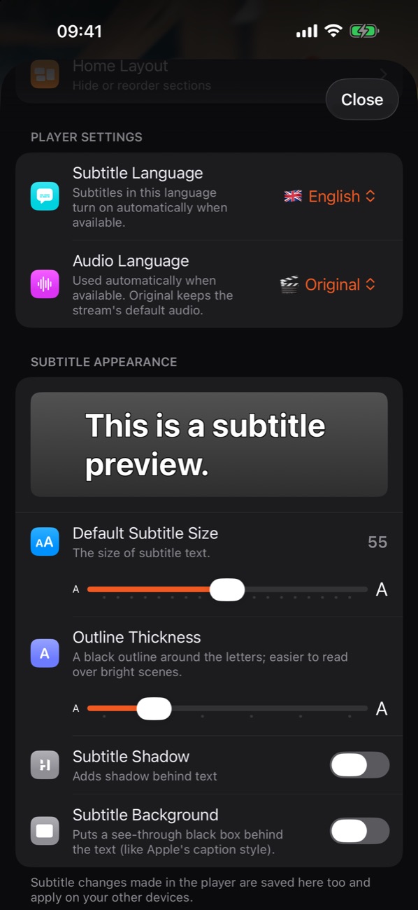 Player settings