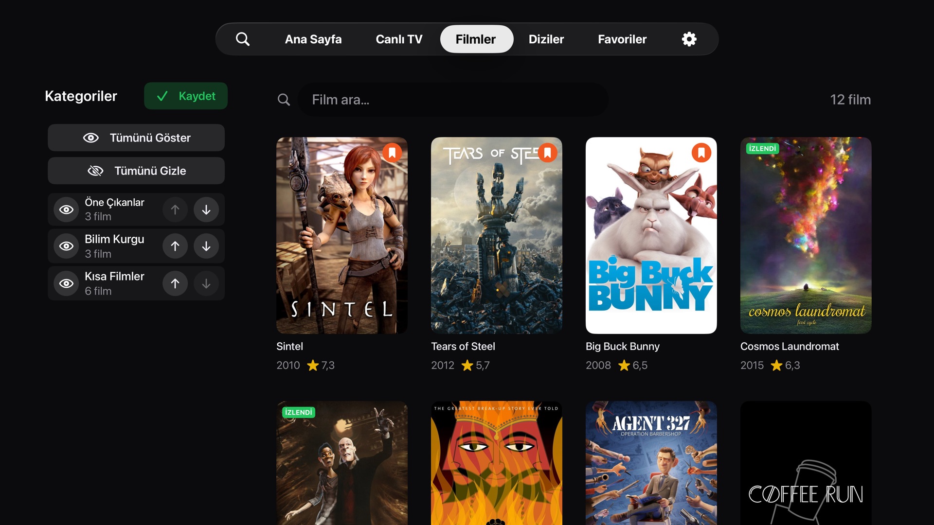 Apple&nbsp;TV'de kategorileri gizleme ve sıralama